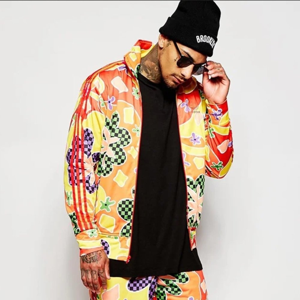 adidas Orig Jeremy Scott Psychedelic Floral Shellsuit Jacket XS